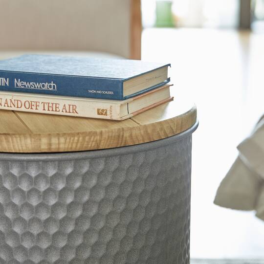 Glitzhome® Metal Storage Accent Table with Solid Wood Lid Set
